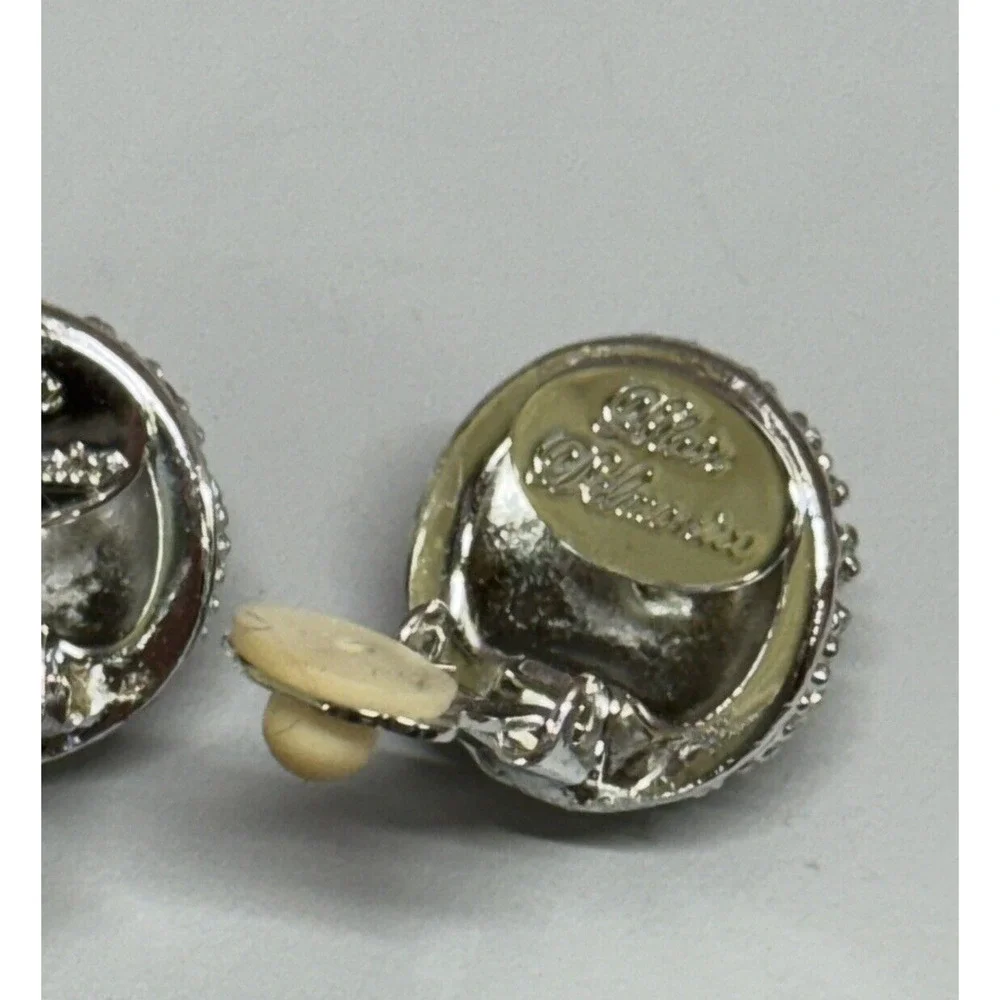 Stunning Vintage Signed BLAIR DELMONICO Gold Silver Rhinestone Clip on Earrings‎